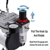 TIMBERTECH Airbrush Compressor AS18-2, Basic Mini Compressor, 4 Bar/Auto Stop for Hobby Paint Body Tattoo Cake Decoration
