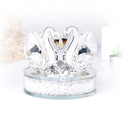 XIANGBAN Crystal Swan Statue Souvenir Collection Round Rhinestone Base Desktop Paperweight