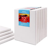 Artecho 8"x10" Stretched Canvas, White Blank 12 Pack, Primed 100% Cotton, for Painting, Acrylic Pouring, Oil Paint & Artist Media