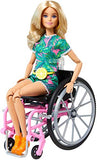 Barbie Fashionistas Doll #165, with Wheelchair & Long Blonde Hair Wearing Tropical Romper, Orange Shoes & Lemon Fanny Pack, Toy for Kids 3 to 8 Years Old