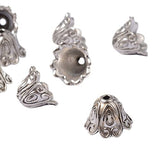 Pandahall 20pcs Tibetan Style Floral Bead Caps Tassel End Cap Lead Free Cadmium Free Antique Silver