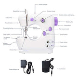 FutureCharger Sewing Machine with Extension Table, Portable Sewing Machine with 2-Speed with Foot Pedal, Mini Sewing Machines Hand Sewing Machine for Beginners Tailors/Arts/Crafting/Household (White)