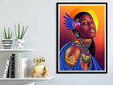 Theshai 5D Diamond Painting African American, African Woman Paint with Diamonds Kits Round Full Drill Crystal Rhinestone Embroidery Cross Stitch Diamond Arts for Home Wall Decor (30X40cm)