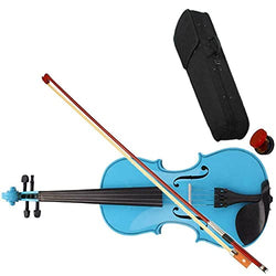 Sky Blue Acoustic Violin 4/4 Full Size w/Rosin, Bow & Hard Case Made from Basswood