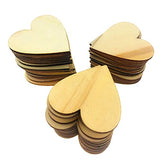 Akusety 2-Inch Unfinished Wooden Heart Blank Wood Cutout Heart Slices Discs DIY Crafts - Bag of 100