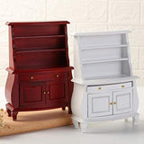 Galand Dollhouse Cabinet,1:12 Dollhouse Miniature Wood Display Cupboard Cabinet Showcase Doll House Decor (4.49" x 6.1") White