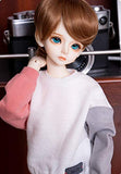 LUSHUN BJD Doll 1/4 SD Doll 16inch Male Boy Doll 15 Ball Jointed Dolls with Full Set Clothes Shoes Wig Makeup Color-Block Sweater and Brown Hair for Birthday Gift