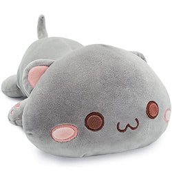 Onsoyours Cute Kitten Plush Toy Stuffed Animal Pet Kitty Soft Anime Cat Plush Pillow for Kids (Gray A, 12")