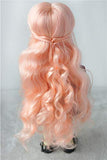 JD417 6-7'' 16-18CM Long Curly Princess Lady Doll Wigs Synthetic Mohair BJD Wigs 1/6 YOSD Doll Accessories (Blend Pink)