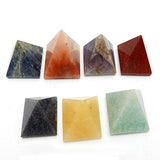 Set of 7 (SEVEN) Pyramid Chakra Set -- Engraved Pyramid Shaped Chakra Stone - Reiki -