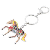 Enamel Metal Horse Key chains For Women Girls Gifts Car Purse Animal Pendant Charms toy (Brwon)