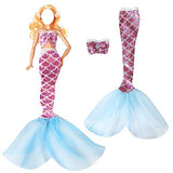 11.5 Inch Doll Clothes - Fashion Barbi Doll Clothes Dresses for Girls - 11 Pcs Dolls Swimsuit Mermaid Barbi Clothes and Accessories with Mermaid Tail Bikini Top Swimwear for 11.5 Inch Dolls Girl Gifts