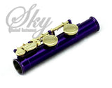 Sky Purple Lacquer Gold Keys Open Hole C Flute with 1 Year Manufacturer Warranty, Guarantee Top Quality Sound with Lightweight Case, Cleaning Rod, Cloth, Joint Grease and Screw Driver