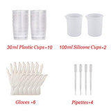 Clear-Cast-Epoxy-Resin-Kit, Cast Resin, Mica Powders, Measuring Cups, Tip Applicator Bottles, Gloves, Pipettes, Mixing Sticks, Clear Spoons