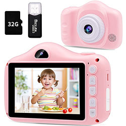 Kids Camera- 12MP Kids Digital Camera with 3.5 inch Large Screen for 3-12 Year Old Girls & Boys, 1080P HD Kids Video Camera Recorder for Christmas Birthday Gifts with 32GB SD Card, SD Card Reader