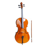 4/4 Acoustic Cello + Case + Bow + Rosin Wood Color Beautiful Varnish Finishing (Natural color)