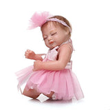 Zero Pam Handmade Newborn Baby Girl Vinyl Soft Silicone Realistic Reborn Doll Real Look Mini Silicone Bebe Girl Bathable Sleeping Girl Doll (Pink)