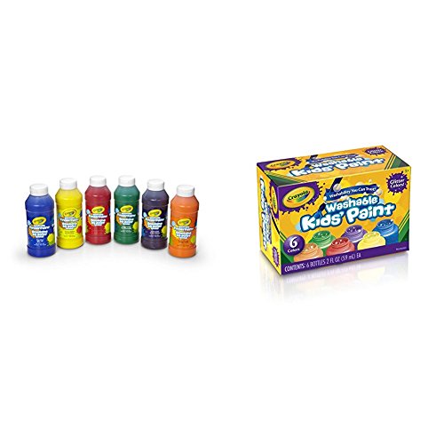 Crayola 6 Count 8 oz. Washable Kids Fingerpaints, Paint Supplies for Kids,3 Bold Primary & 3 Bright