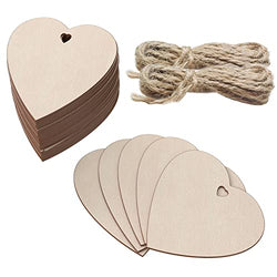 60Pcs 3 inch Wooden Hearts Crafts Wood Heart Pendant for Wedding Party DIY Projects Card Making.