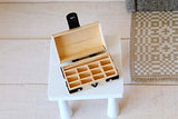 Miniature chest box, wooden dollhouse trinket storage for spices herbs. Doll kitchen display