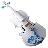 Kinglos 4/4 White Ebony Fitted Solid Wood Violin Kit with Case, Shoulder Rest, Bow, Extra Bridge and Strings Full Size (JY005)