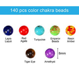 Bememo 200 Pieces Chakra Beads and Black Lava Rock Stone Volcanic Stone for Jewelry Bracelet