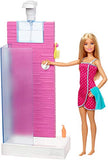 Barbie Doll and Furniture Set, Bathroom with Working Shower and Three Bath Accessories, Gift Set for 3 to 7 Year Olds