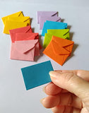 100 Tiny Miniature Envelopes, 1x1.5", very tiny cute tooth fairy envelopes, a set of 100 color envelopes