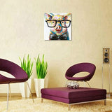 Muzagroo Art Pig with Glasses Canvas Oil Paintings for Living Room Modern Art for Wall Decor Home Cute Animals Wall Art (16x16in)