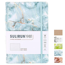 Lined Journal Notebook A5, SULIRUN1981 Hardcover Notebook with 120gsm Thick Paper 160 Ruled Pages Inner Pocket Faux Leather-Blue