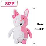 IUTOYYE Pink White Rabbit Plush Girls Youth Bunny Pillow Toy Home Decor Adornment Doll for Birthday Party (35cm)