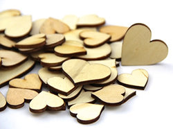 RayLineDo Pack of Mixed Size Natural Wood Color Big Heart Shaped Wooden Crafting Sewing DIY