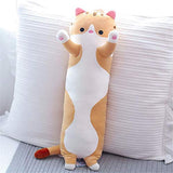 shangman Lovely Plush Cat Doll Cute Cartoon Soft Stuffed Kitten Pillow Long Throw Sleeping Pillow Doll Toy Gift for Kids Girlfriend Multiple Size (Brown,110cm/43.3in)