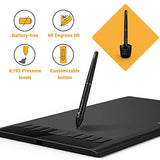 UGEE M708 V3 Digital Drawing Tablet, 10 x 6 Inches Large Graphics Tablet with 8 Hot Keys, 8192 Levels Pressure Battery-Free Pen Stylus, Compatible with Windows/Mac/Linux/Android/OSU for Beginners