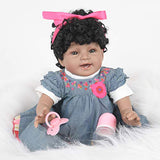 Samoii Shipping from USA, African American Black Reborn Baby Doll Rainbow Toddler 23inch Weighted Body for Newborn Baby Gift