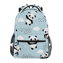 Qilmy Panda Backpack for Girls Student School Bookbag Laptop Computer Travel Daypack, Sky Blue
