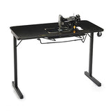 Arrow 611F Sewing Table for Vintage Singer Featherweight Sewing Machines 221 and 222, Portable with Wheels and Lift, Black Finish