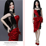 MEESock Pretty 1/4 BJD Girl Dolls Clothes Exquisite Red Lace Dress for SD Doll (Only Clothes, Do Not Include Doll)