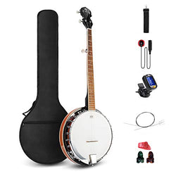 Vangoa 5 String Banjo Remo Head Closed Solid Back with beginner Kit, Tuner, Strap, Pick up, Strings, Picks and Bag