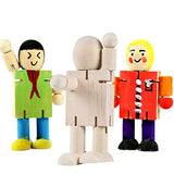 WOWOSS 10 Pack Unfinished Wooden Robot Bodies, Joint Adjustable Wooden Figures, Wooden Doll Toys for Painting, Craft Art Projects Decoration