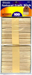 BAZIC Natural Craft Sticks, Wood, 100 Per Pack