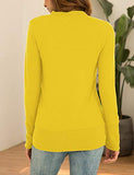Traleubie Women's Long Sleeve V-Neck Maternity Button Down Shirts Cardigan Sweater Yellow M