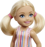 Barbie Chelsea Doll (6-inch Blonde) Wearing Skirt with Striped Print and Pink Boots, Gift for 3 to 7 Year Olds