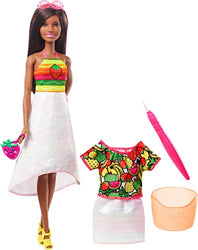 Barbie Crayola Rainbow Fruit Surprise Strawberry-Scented Brunette Doll and Fashions, Creative Art Toy, Gift for 5 Year Olds and Up