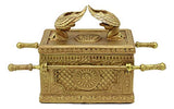 Ebros Matte Gold Holy Ark Of The Covenant With Ten Commandments Rod of Aaron and Manna Religious Decorative Figurine Trinket Box Collectible Judaic Israel Historic Model Replica (1:10 Scale 5.25"Long)