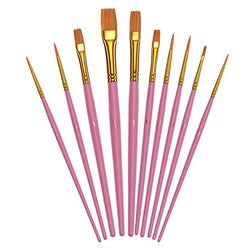 Paint Brush Set, 10 Pcs Paint Brushes for Acrylic Painting, Water Color Paintbrushes for Kids, Easter Egg Painting Brush, Face Paint Brushes for Halloween, Small Art Brush -Pink