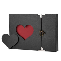 Scrapbook Firbon Handmade DIY Family Album with Bonus Gift Box for Christmas, Valentine's Day, Birthday and Homecoming (Black)