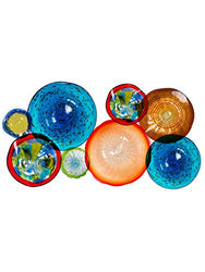 Dale Tiffany Hand Blown Art Glass Collage Wall Art Décor, 8-Plate, Avellino