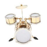 menolana 1/12 Doll Musical Instrument Figurine Collectible, Golden Metal Drum Set with Storage Box for Dollhouse Life Scenes Decor