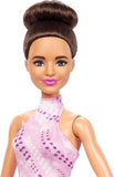 Barbie Careers Fashion Doll & Accessories, Brunette in Removable Pink Skate Outfit with Ice Skates & Trophy